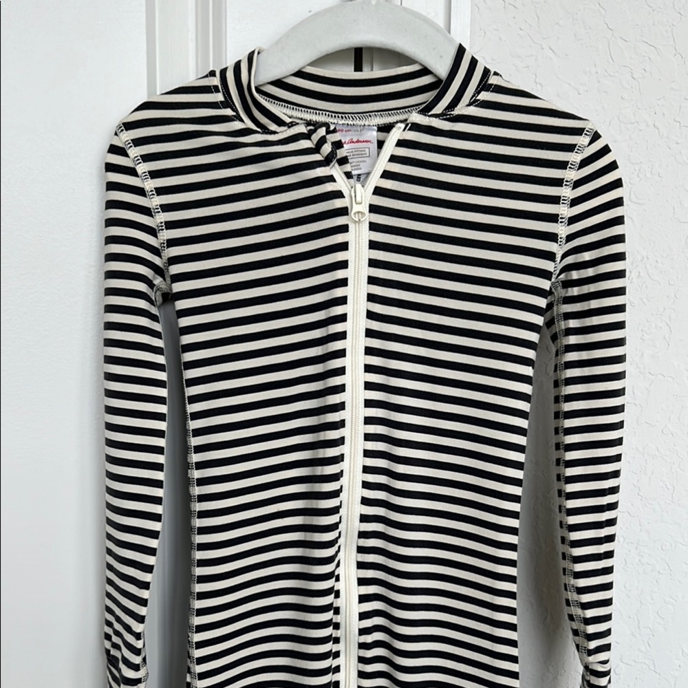 Hanna Andersson Black and White Striped Zip-Up